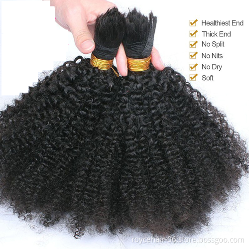 Cuticle aligned single donor afro kinky curly hair bulk 30inch natural brazilian human hair extension